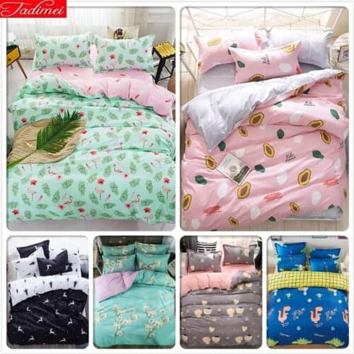 Pink White Blue Gray Yellow Duvet Cover 1.5m 1.8m 2m 2.2m Bed Flat Sheet King Queen Double Size Pillow Case Child Kids Bedlinens