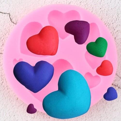 Various Heart Fondant Mould Silicone Molds DIY Baby Birthday Cake Decorating Tools Candy Polymer Clay Chocolate Gumpaste Moulds