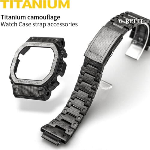 G-Refit GW5000 DW5600/5610 G5600E GWM5610 Titanium alloy Watchbands Bezel Strap Set Watchband Metal/Case With Tools black case