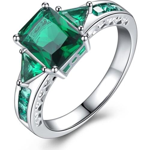 Luxury Female RING CHARM Silver Color Bride Wedding Ring Promise Girl Square Zircon Engagement Ring Cocktail Party Jewelry