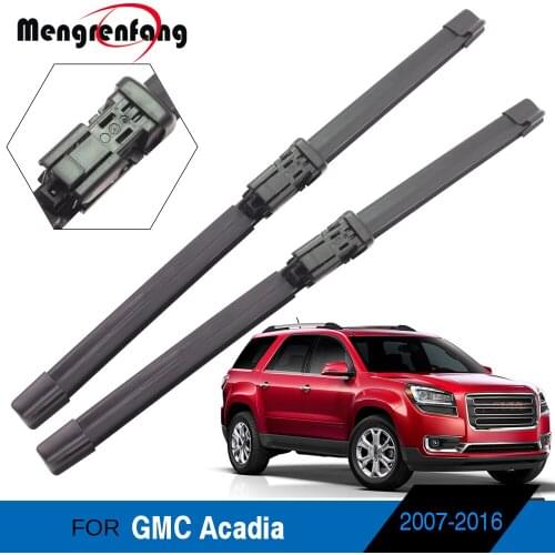 For GMC Acadia Car Front Windscreen Wiper Soft Rubber Wiper Blades Push Button & Pinch Tab Arms 2007-2016