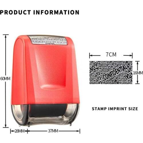 Blue Your ID Confidential Seal Roller Self Inking Stock Stamp Secret Seal Theft Protection Code Guard Office File Stamp Tool