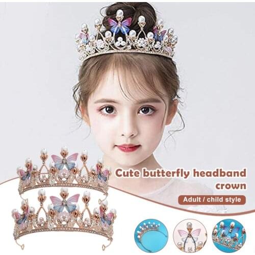 Women Girls Crystal Pearl Tiaras and Crowns Princess Diadem Costume Headband Flower Headpieces Bridal Wedding Hair Accessories