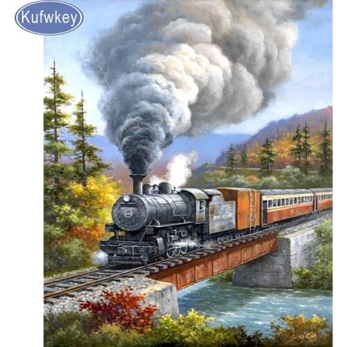 Cross Stitch Full Diamond Rhinestones Painting Home Decor diy 5d diamond painting train landscape Pattern Diamond Embroidery 3d