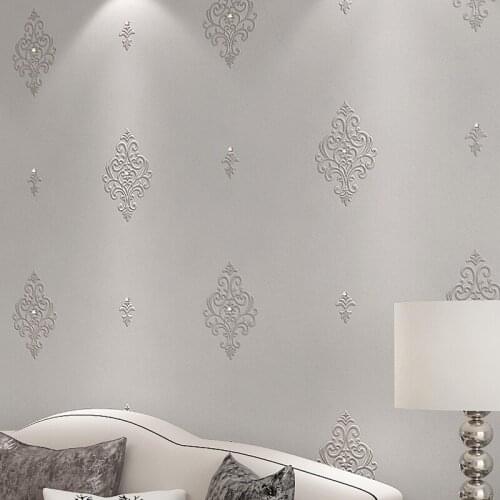 Wellyu European - style embroidery 3d diamond luxury high - grade silk simple living room bedroom wallpaper background wall