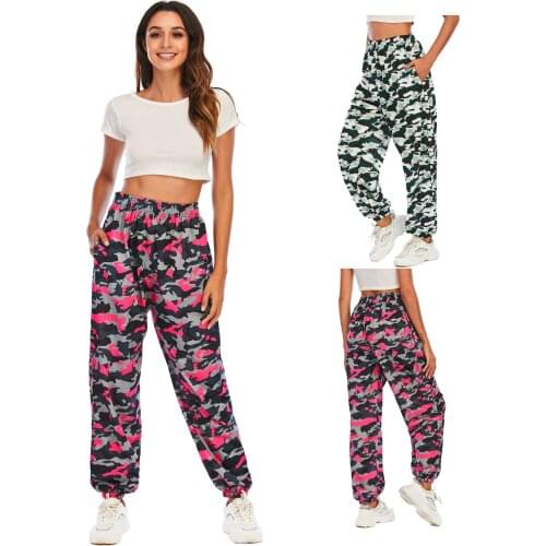 Womens Trousers Pants Girl 2021 Casual Sport Camouflage Printed Loose Pajamas Beam Foot Trousers Slacks Pants Female YFF8007