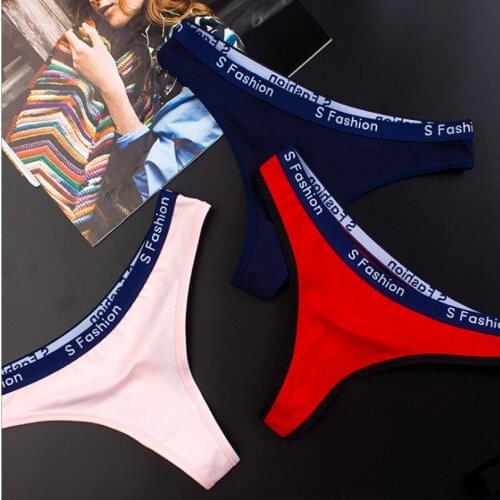 Women Letter Thong Cotton G-String Panties Soft Underwear Women Female Briefs Sexy Lingerie Intimate Ladies Low-Rise Underpants