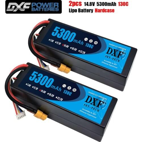 DXF 2pcs 3S 11.1V 5300mah 130C MAX160C Lipo Battery Hardcase 1/10 1/8 Scale For TRXXX Slash 4x4 RC Car Hard Case
