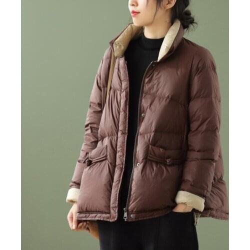 SEDUTMO Winter Vintage Duck Down Coat Women Short Oversize Jacket Autumn Casual Puffer Jacket Parkas ED1356