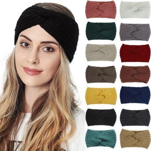 Winter Warmer Ear Knitted Headband Turban For Lady Women Elastic Wool Hairband Wide Stretch Headwear Headwrap Hair Accessories