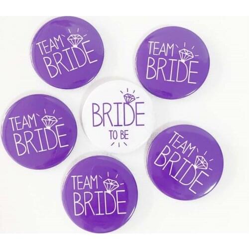 6pcs Hen Party Bride Badge New Arrivals Purple Team Bride Badge for Wedding party Decoration Supplies
