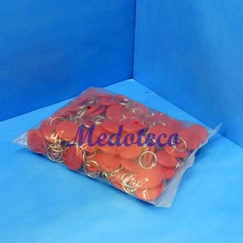 100 pcs 125khz EM keyfobs card Red TK4100 Chip Keycard Read only Access key-chain Rfid Card for Access Control System Key only