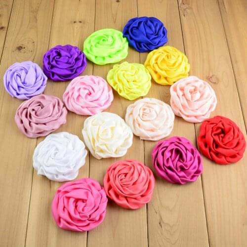 25 pcs/lot , 2.9" Satin Rolled Flowers , Satin Fabric Flowers, use in DIY craft for wedding accessories