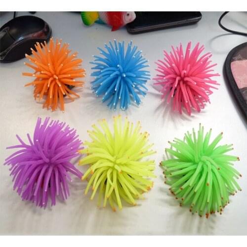 7CM Artificial Coral Ball Software Sea Urchin Fish Tank Decoration Aquarium Accessories 6 Color Mixed