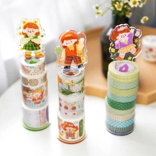 Lovely Girl Acrylic Washi Tape Rack For DIY Scrapbooking Storage Display Stand Desktop Bullet Journal Organizer Finishing Racks