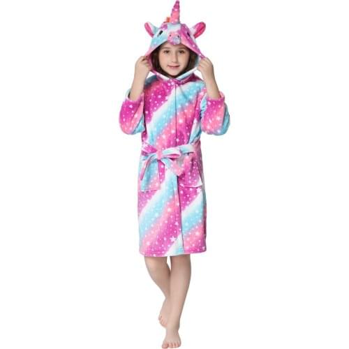 Cartoon Animal Bathrobes for Kids Girls Pyjamas Gowns Unicorn Kigurumi for Girls Cosplay Funny Towel Bath Robes Dresses for Girl