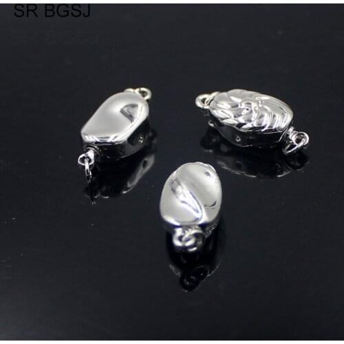 Free shipping 5pcs/Lot 8x16mm White Gold Plated Copper Moon Shape Box Bar Insert Jewelry Small Seed Clasps