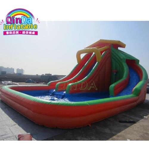 Commercial large inflatable water slide with swimming pool