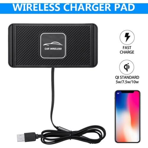 For i-Phone S-amsung Qi 1pc 10W 2in1 Non-slip Silicone Mat Car Dashboard Holder Fast Charging Wireless Charger Dock Station Pad