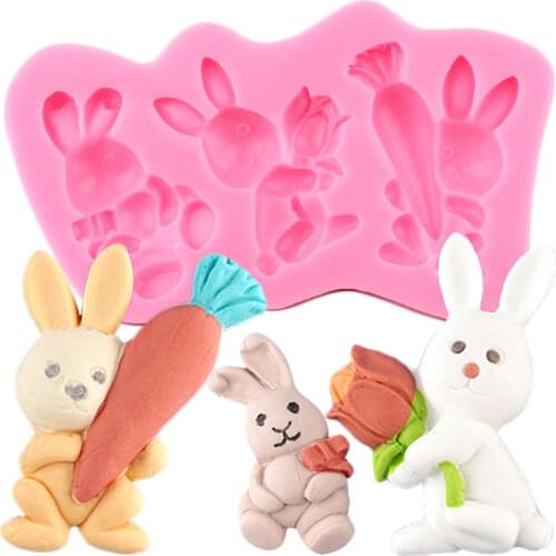 Rabbit Carrot Silicone Molds Easter Fondant Mold DIY Cake Decorating Tools Candy Resin Clay Soap Mould Chocolate Gumpaste Moulds