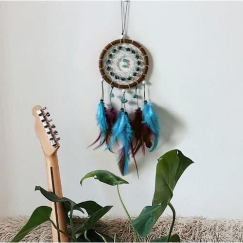 Handmade Indian Dream Catcher Net with Feathers Wind Chimes Wall Hanging Dreamcatcher Craft Gift For Home Decor