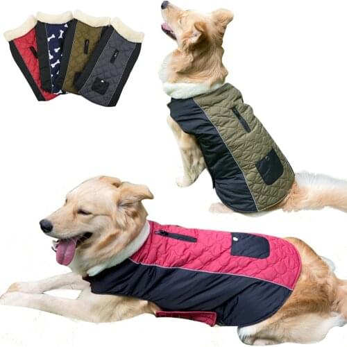 Large Pet Dog Jacket With Harness Winter Warm Dog Clothes For Labrador Waterproof Big Dog Coat Chihuahua French Bulldog Outfits