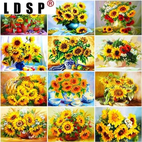 LDSP Home Decor 5D DIY Diamond Painting Sunflower Full Square Diamond Embroidery Flower Cross Stitch Kit Rhinestones Mosaic