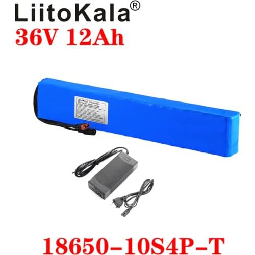 LiitoKala 36V 12Ah 500W High power&capacity 42V 18650 lithium battery pack ebike electric car bicycle motor scooter with BMS