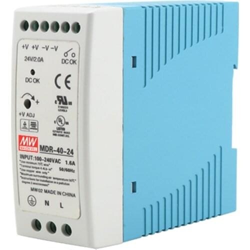 MDR-40 40W Single Output 5V 12V 15V 24V 36V DC Din Rail Switching Power Supply 85-264VAC/120-370VDC Input