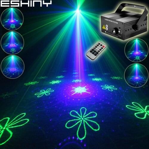 ESHINY Remote Mini Green Blue Laser 64 Patterns Projector Blue Led Bar DJ Dance Disco Family Party Lighting Lights Show N7T201