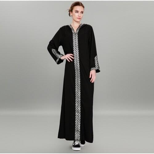 Plus Size M-7XL Muslim Dress Women Splice Loose Hooded Dresses Zip Dubai Arab Abaya Long Robe Kimono Jubah Kaftan Hijab Clothing