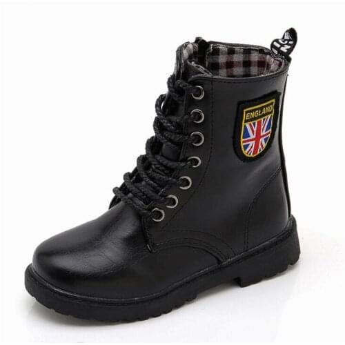 Autumn Kids Boots For Girls Fashion Cool Rubber Boots Ankle Childrens Motorcycle Boots Long Boots Martin Boots Black KD
