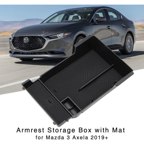 Armrest Storage Box for Mazda 3 Axela 2019 2020 Central Console Interior Organizer Holder Tray with Mat