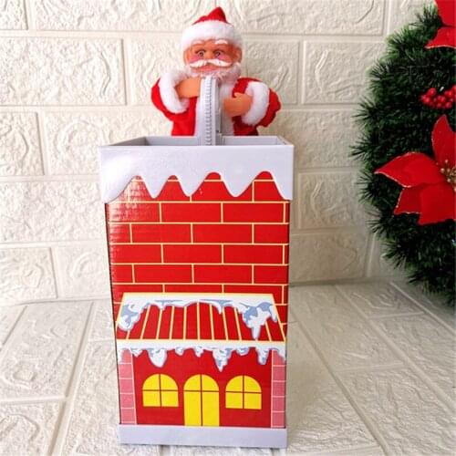 Christmas Gifts Will Climb The Chimney Over The Wall Electric Santa Claus Toy with Music Christmas decoration Kids Toy