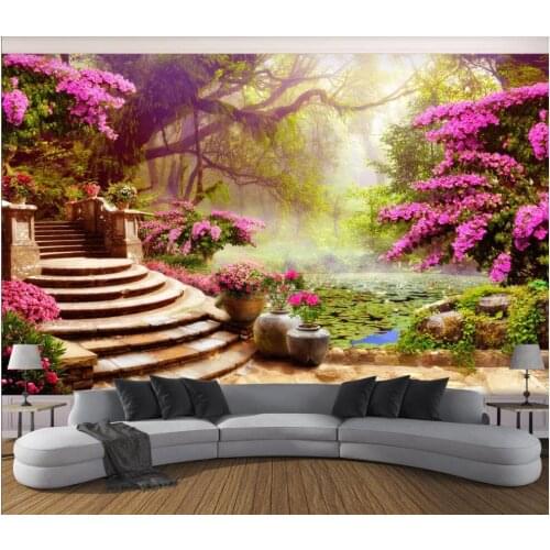 Garden Flower Tree Mural Photo Wallpaper for Living Room Bedroom Contact Paper 3d Wall Murals Canvas Silk Cloth Wall Paper