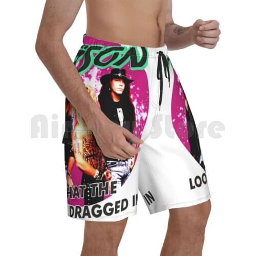 Poison Beach Shorts Men Beach Pants Swim Trunks Poison Band Glam Metal 80s Band Retro Vintage