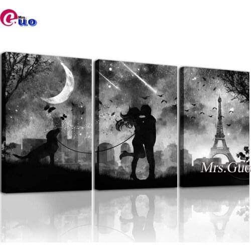 Triptych Diamond Embroidery Sweet Love Kiss 3 Pieces Cross Stitch Diamond Painting 5D Rhinestones Beaded Needlework Home Decor