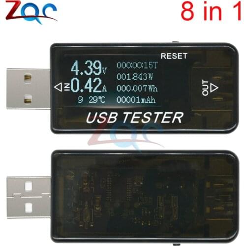 8 in1 QC2.0 QC3.0 4-30v USB Voltmeter Ammeter Electrical Energy Power Supply Capacity Voltage Current Meter USB Tester Monitor