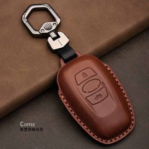 Real Leather Car Key Protective Case Cover For Subaru Forester Legacy Impreza Trezia BRZ WRX Legacy Outback XV with keychain