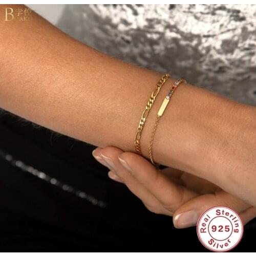 New 925 Sterling Silver Chain Bracelet Adjustable Length Box Chain Ladies Bracelet For woman Valentine Day Birthday Gift Zircon