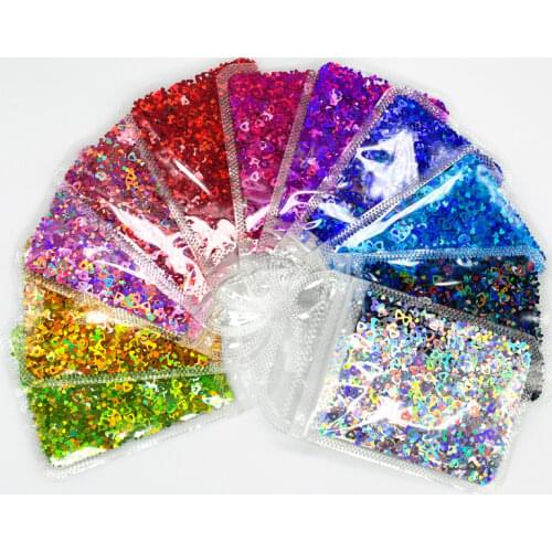 1 Bag Holographic Mix Size Sweet Love Heart Sequins Nail Glitter Holo Paillette Nail Art Flakes Slice Decals Accessories
