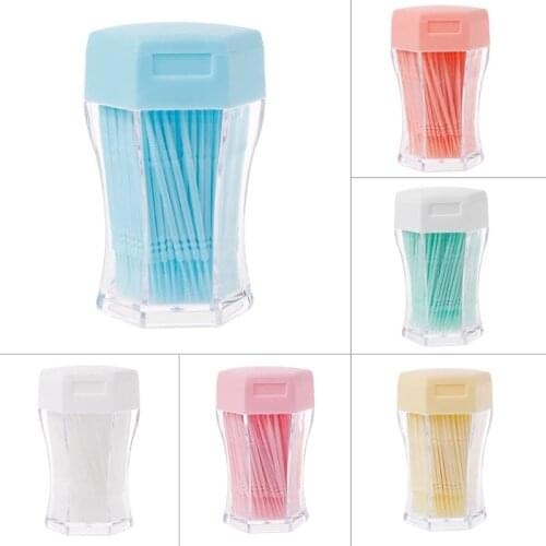 200Pcs Double Head Interdental Brush Toothpick With Hexagon Box Dental Oral Care