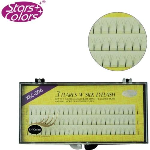 3 Strips/pack Individual Silk Fake Eyelashes C Curl Individual False Eyelashes Extension Thickness(0.10mm)