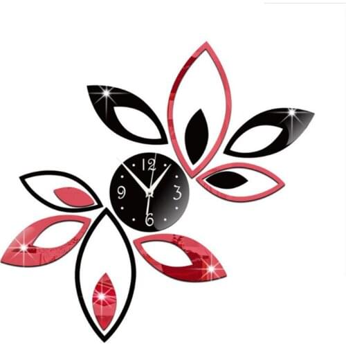 3d mirror wall stickers Watch decoration DIY for living room/room/wall/window made of ps beautiful and colorfast