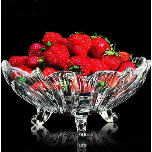 4PCS/SET European creative desktop crystal glass fruit plate living room coffee table candy snack plate high plate ZP12241703