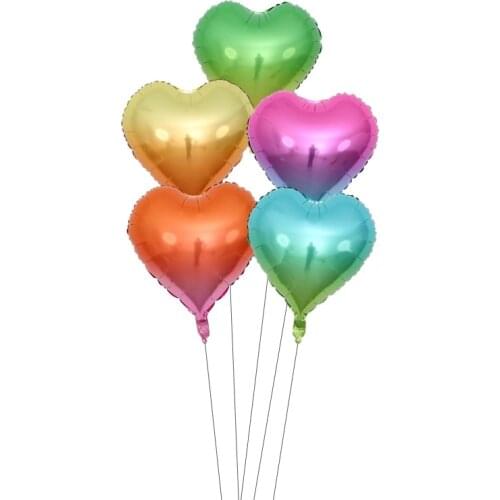 5pcs 18inch Rainbow Gradient Aluminum Film Balloons Festive Wedding Celebration Decorations Round Peach Heart Five-pointed Star