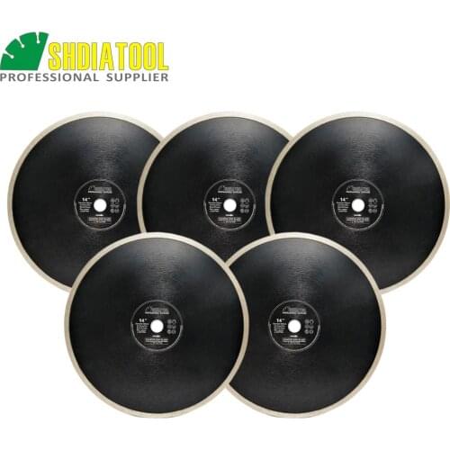 SHDIATOOL 5pcs Dia 14" 350MM Hot-pressed Continue rim Saw Blades Diamond Cutting Disc Porcelain Tile Diamond Wheel Ceramic