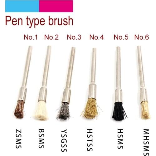 6pcs 2.35mm Shank Brass Wire Metal Polishing Brush Pig/Horse Brush Mini Brush For Electric Grinder Rotary Tools