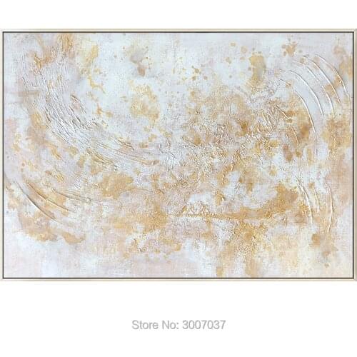 Abstract Thick Texture Gold and White Color Oil Painting on Canvas Fashion Big Wall Art For Living Room Aisle Modern Home Decor