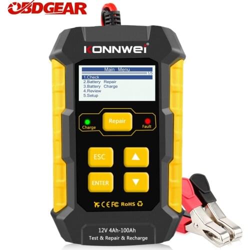 KONNWEI KW510 12V Car Battery Charger Battery Tester Data Analysis Rechargers Repair Tools for Auto Cranking /Charging System
